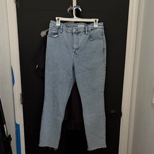 Good American Light Blue High-Rise Straight Leg Jeans